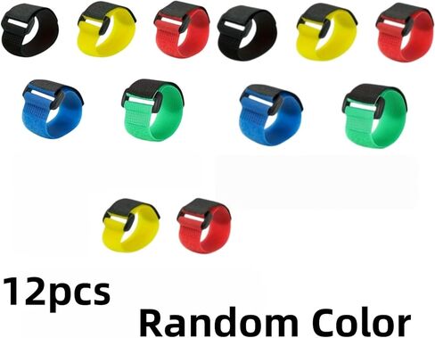 12Pcs Heavy Duty Reusable Cable Ties, Multi-Color Hook and Loop Cord Organizer Straps with Buckle, Adjustable Fastening Tie-Downs for Home Office & Electronics in Kuwait