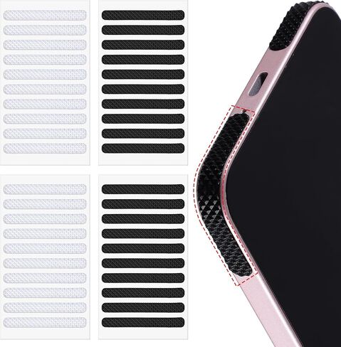 40 Pcs Phone Grip Tape Rubber Non Slip Side Sticker Adhesive Grippy Bumper Frame Stickers Waterproof Pre-Cut Strips Decal for Phone Case Tablet Smartphone Frame in Kuwait