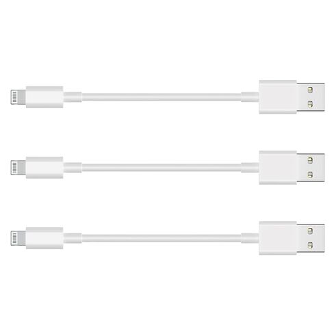 [معتمد من Apple MFi] شاحن iPhone قصير، 3 حزم (8 بوصة) كابل شحن Lightning إلى USB سلك نقل مزامنة البيانات الأصلي السريع لـ iPhone 14/13/12/11/SE/XS MAX/XR/8/7/6/iPad/Airpods - أبيض in Kuwait