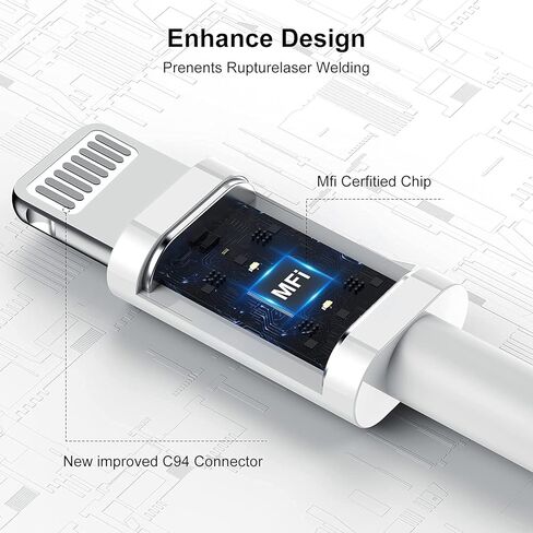 [معتمد من Apple MFi] شاحن iPhone قصير، 3 حزم (8 بوصة) كابل شحن Lightning إلى USB سلك نقل مزامنة البيانات الأصلي السريع لـ iPhone 14/13/12/11/SE/XS MAX/XR/8/7/6/iPad/Airpods - أبيض in Kuwait