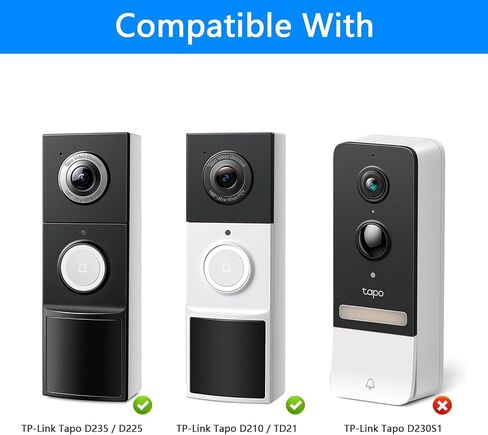 Adjustable 0 to 45 Degree Left and Right Angle Mount Compatible with Tapo TP-Link Smart Video Doorbell D210/D225/D235/TD21 Camera (Black) in Kuwait