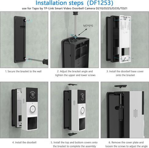 Adjustable 0 to 45 Degree Left and Right Angle Mount Compatible with Tapo TP-Link Smart Video Doorbell D210/D225/D235/TD21 Camera (Black) in Kuwait