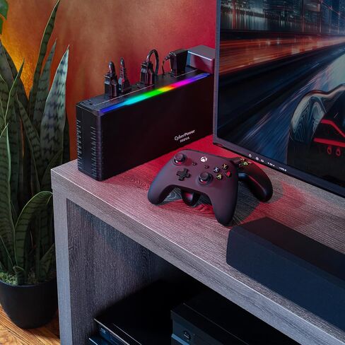 CyberPower GX950UC Gaming UPS بطارية احتياطية وواقي من زيادة التيار، 950 فولت أمبير/510 واط، إضاءة RGB، 8 منافذ، شحن USB-C وUSB-A، معتمد من UL in Kuwait