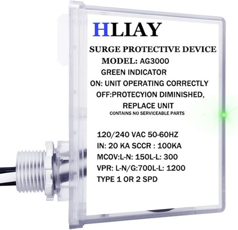 AG3000 HVAC Surge Protector 120/240V، Mini Split Surge Protector مع تقنية TPMOV، جهاز حماية عالمي من HVAC، غلاف مقاوم للماء، مراقبة سهلة، ضمان لمدة 5 سنوات in Kuwait