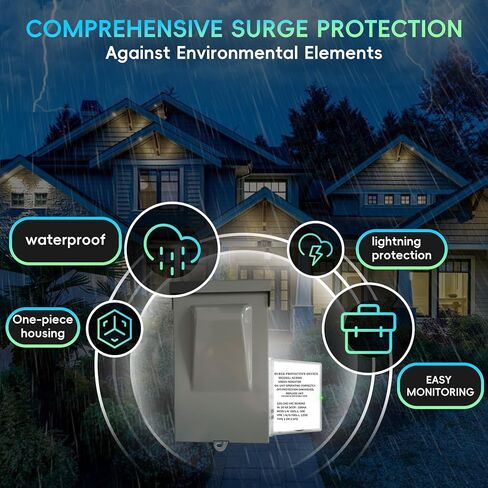 AG3000 HVAC Surge Protector 120/240V، Mini Split Surge Protector مع تقنية TPMOV، جهاز حماية عالمي من HVAC، غلاف مقاوم للماء، مراقبة سهلة، ضمان لمدة 5 سنوات in Kuwait