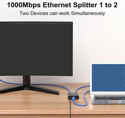 Rj45 الفاصل 1 إلى 2 جيجابت إيثرنت محول شبكة الإنترنت موسع كابل لطابعة الكمبيوتر المحمول لوحة المفاتيح والماوس in Kuwait