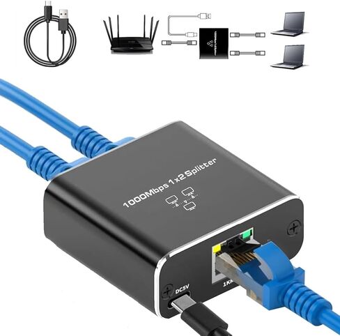 Rj45 الفاصل 1 إلى 2 جيجابت إيثرنت محول شبكة الإنترنت موسع كابل لطابعة الكمبيوتر المحمول لوحة المفاتيح والماوس in Kuwait