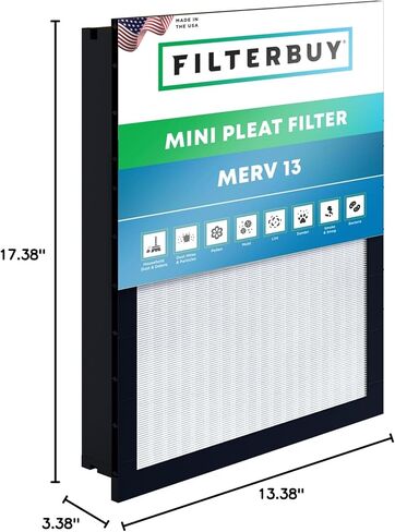 Filterbuy 16x20x4 Mini Pleat Air Filter MERV 13 HVAC Replacement with Header (1-Pack) in Kuwait