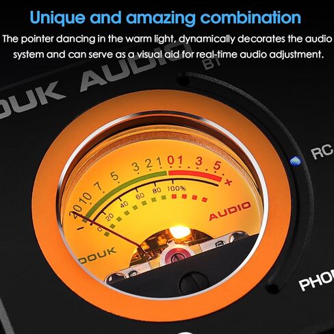 DoukAudio مضخم صوت بلوتوث Phono Amp: TPA3255 مضخم طاقة ستيريو مع VU Meter AUX Out لنظام الصوت المنزلي الدوار من الألومنيوم لسطح المكتب لعشاق الصوت (ST-01 Plus) in Kuwait