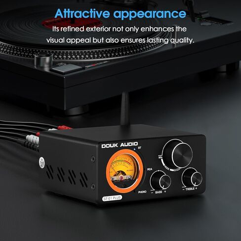 DoukAudio مضخم صوت بلوتوث Phono Amp: TPA3255 مضخم طاقة ستيريو مع VU Meter AUX Out لنظام الصوت المنزلي الدوار من الألومنيوم لسطح المكتب لعشاق الصوت (ST-01 Plus) in Kuwait