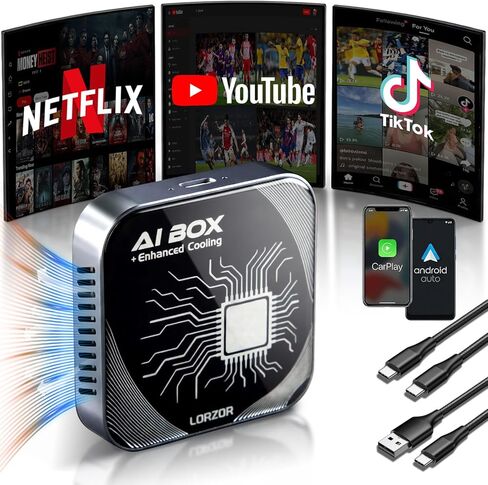محول CarPlay لاسلكي 3 في 1 مطور لعام 2026، ومروحة تبريد محسّنة، ومشغل فيديو AI Magic Box لأجهزة Apple iPhone وAndroid، ومدمج Net-Flix YouTube Tiktok مع بطاقة WiFi USB TF بسرعة 5.8 جيجا هرتز لسيارة OEM CarPlay in Kuwait