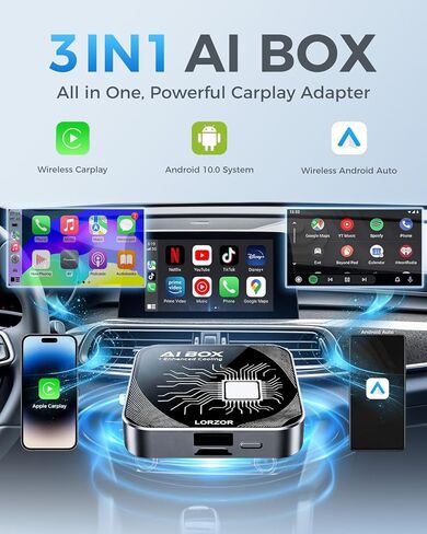 محول CarPlay لاسلكي 3 في 1 مطور لعام 2026، ومروحة تبريد محسّنة، ومشغل فيديو AI Magic Box لأجهزة Apple iPhone وAndroid، ومدمج Net-Flix YouTube Tiktok مع بطاقة WiFi USB TF بسرعة 5.8 جيجا هرتز لسيارة OEM CarPlay in Kuwait