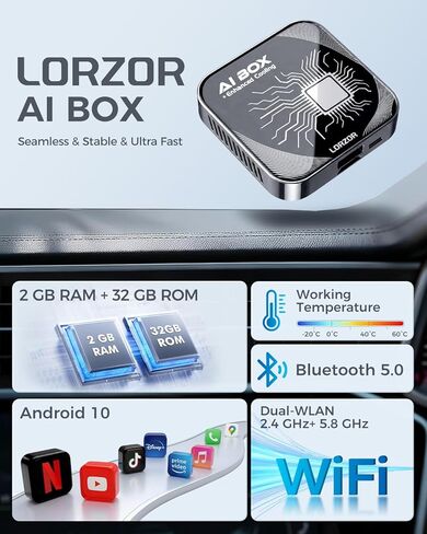 محول CarPlay لاسلكي 3 في 1 مطور لعام 2026، ومروحة تبريد محسّنة، ومشغل فيديو AI Magic Box لأجهزة Apple iPhone وAndroid، ومدمج Net-Flix YouTube Tiktok مع بطاقة WiFi USB TF بسرعة 5.8 جيجا هرتز لسيارة OEM CarPlay in Kuwait
