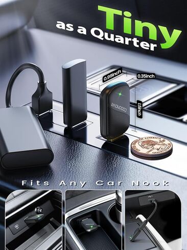 محول CarPlay اللاسلكي لأجهزة Apple - محول Android Auto اللاسلكي، دونجل Wi-Fi Zero-Lag بسرعة 5 جيجا هرتز، اتصال تلقائي مستقر، USB-A & C مطلي بالذهب لجميع سيارات CarPlay السلكية 2016+، توصيل وتشغيل صغير in Kuwait