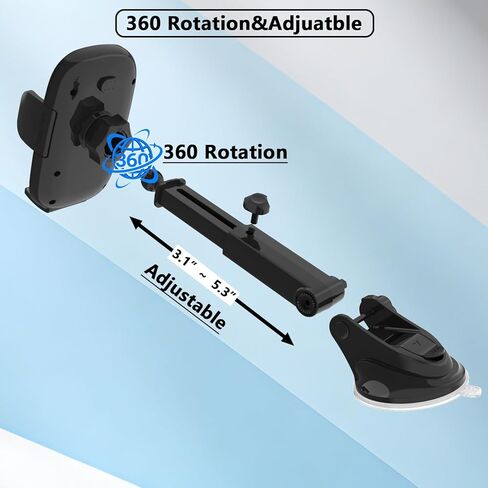Car Phone Holder, [Ultra Strong Suction Cup] 360°Adjustable Phone Mount for Universal Car Windshield Compatible with iPhone 17 Pro Max and More Smartphones in Kuwait
