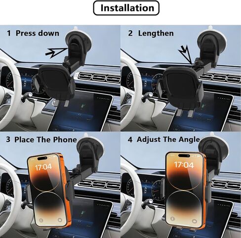 Car Phone Holder, [Ultra Strong Suction Cup] 360°Adjustable Phone Mount for Universal Car Windshield Compatible with iPhone 17 Pro Max and More Smartphones in Kuwait