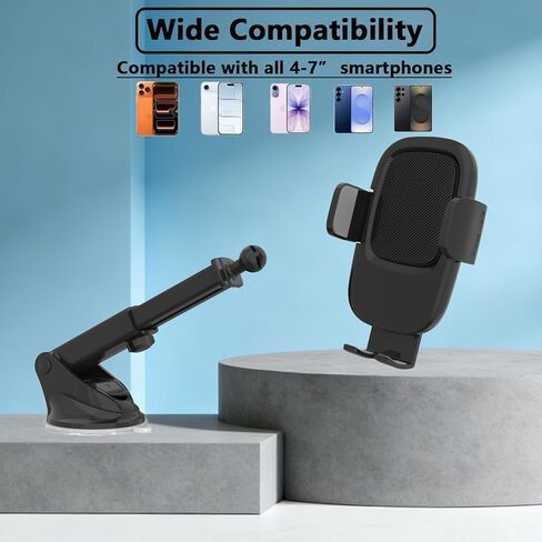 Car Phone Holder, [Ultra Strong Suction Cup] 360°Adjustable Phone Mount for Universal Car Windshield Compatible with iPhone 17 Pro Max and More Smartphones in Kuwait