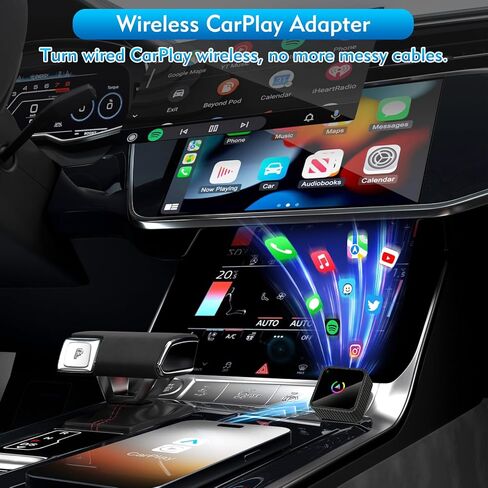 Wireless CarPlay Adapter, 2-in-1 Mini CarPlay & Android Auto Wireless Adapter, Plug & Play, Auto Connect, Car Accessories, Car Play Dongle Compatible with iPhone & Android in Kuwait