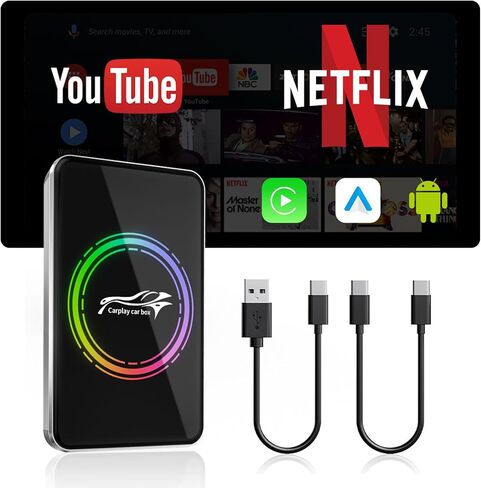 محول Autolinkr اللاسلكي CarPlay، صندوق Magic AI Box، 3 في 1 Apple CarPlay ومحول Android التلقائي - قم بتوصيل وتشغيل دونجل USB مع واي فاي مزدوج 6، بلوتوث، يناسب سيارات CarPlay السلكية OEM in Kuwait