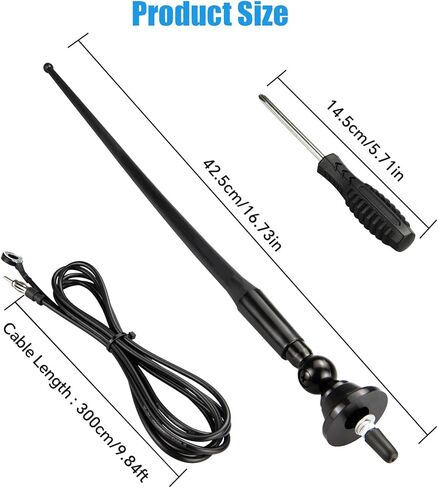 Marine Radio Antenna Rubber Duck Flexible Mast FM AM Radio Antenna with 9.84Ft Cable DIN Connector Universal Antennas for Car Pickup Truck Boat Camper RV Motorhome Tractor Yacht ATV UTV in Kuwait