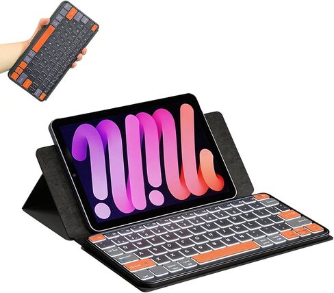 Foldable Keyboard with Backlit, Ultra Light Portable Wireless Keyboard with Adjustable Angle Stand & Leather Case,Compact Travel Bluetooth Keyboard for iPad mini,iPhone, Windows, iOS & Android in Kuwait