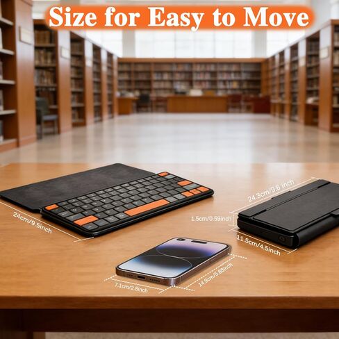 Foldable Keyboard with Backlit, Ultra Light Portable Wireless Keyboard with Adjustable Angle Stand & Leather Case,Compact Travel Bluetooth Keyboard for iPad mini,iPhone, Windows, iOS & Android in Kuwait