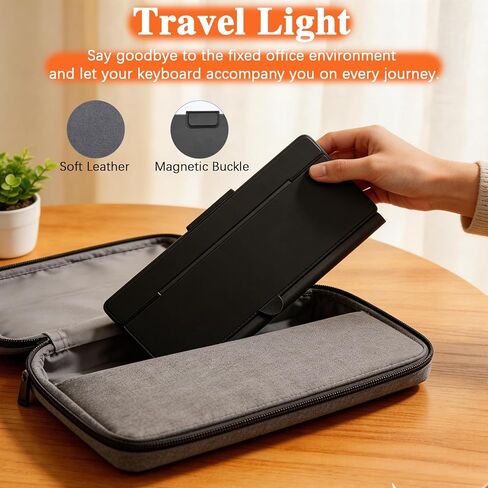 Foldable Keyboard with Backlit, Ultra Light Portable Wireless Keyboard with Adjustable Angle Stand & Leather Case,Compact Travel Bluetooth Keyboard for iPad mini,iPhone, Windows, iOS & Android in Kuwait
