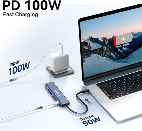 محطة إرساء ANYOYO، محول USB C متعدد المنافذ 6 في 1 مع HDMI 4K، 4 * USB 5 جيجابت في الثانية (3A+1C)، محور USB ألومنيوم 100 وات PD لأجهزة MacBook Pro/Air، وأجهزة الكمبيوتر المحمولة والأجهزة الأخرى (لا يدعم USB-C إخراج الفيديو) in Kuwait