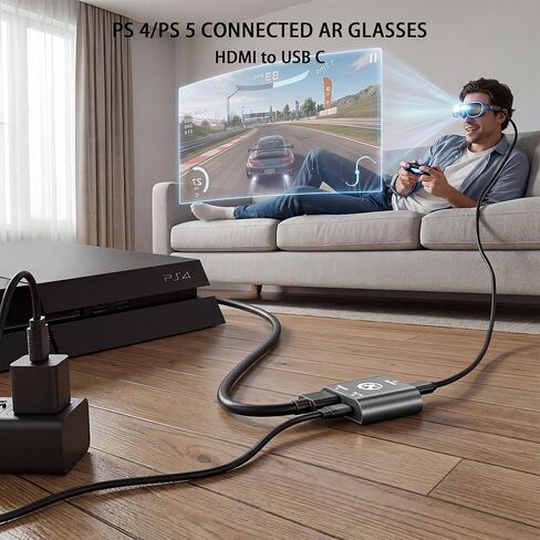 HDMI to USB C Adapter for Switch OLED/Switch 2, PS4/5, Xbox, TV Box HDMI Male(Source) to USB C Female(Display) Compatible with Viture/RayNeo/Xreal/Rokid AR Glasses/Portable Monitor 4K@60Hz in Kuwait
