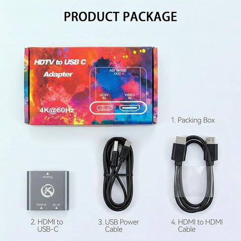 HDMI to USB C Adapter for Switch OLED/Switch 2, PS4/5, Xbox, TV Box HDMI Male(Source) to USB C Female(Display) Compatible with Viture/RayNeo/Xreal/Rokid AR Glasses/Portable Monitor 4K@60Hz in Kuwait