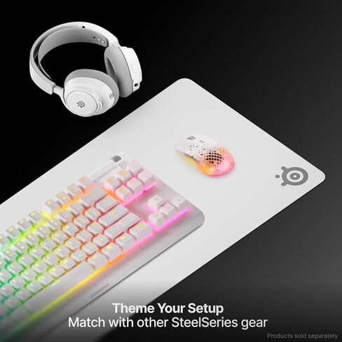 لوحة ماوس الألعاب الثقيلة SteelSeries QcK - قاعدة مطاطية سيليكون أكثر سمكًا وغير قابلة للانزلاق، تتبع الذروة، مثالية للألعاب FPS، MOBAs، RTS، MMO - مقاس XXL 900 مم × 400 مم × 4 مم - أبيض in Kuwait
