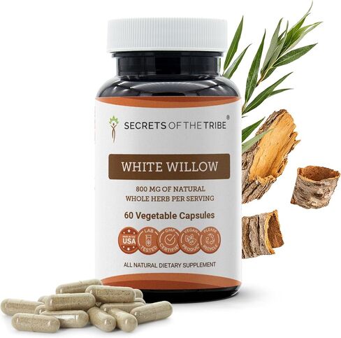 Secrets of the Tribe White Willow Capsules 800 mg White Willow (Salix Alba) Dried Bark, Pain Relief Supplement (120 Capsules) in Saudi Arabia