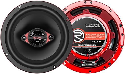 RECOIL RSX654 6.5 بوصة 4 طريقة مكبرات صوت سيارة محورية 200 واط ماكس زوج الطاقة عالية الأداء والصوت المتوازن in Kuwait