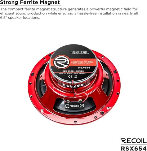 RECOIL RSX654 6.5 بوصة 4 طريقة مكبرات صوت سيارة محورية 200 واط ماكس زوج الطاقة عالية الأداء والصوت المتوازن in Kuwait