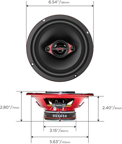 RECOIL RSX654 6.5 بوصة 4 طريقة مكبرات صوت سيارة محورية 200 واط ماكس زوج الطاقة عالية الأداء والصوت المتوازن in Kuwait