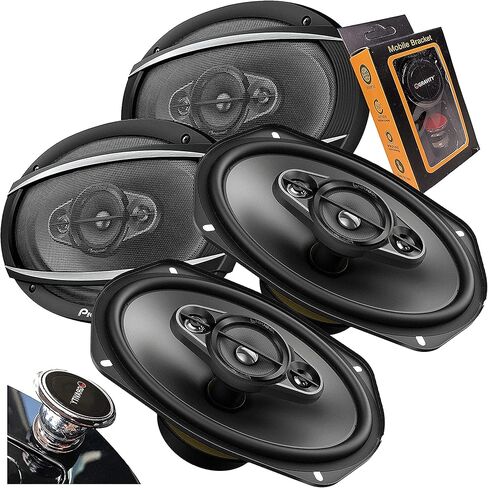 4X Pioneer TS-A6977S A-Series 6 بوصة × 9 بوصة 4 اتجاهات 650 واط مكبر صوت للسيارة (100 واط RMS) زوجان مع حامل هاتف مغناطيسي الجاذبية PK4 in Kuwait