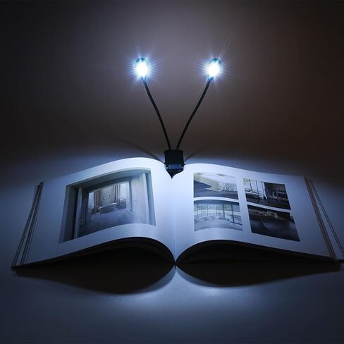 Tissting Double Arm Clip On Light with 6/8 LEDs - Flexible Reading Lamp for Music Stands, Books & Work Areas, USB Battery Powered, Adjustable Gooseneck Design (6 Lights) in Kuwait