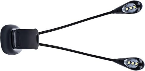 Tissting Double Arm Clip On Light with 6/8 LEDs - Flexible Reading Lamp for Music Stands, Books & Work Areas, USB Battery Powered, Adjustable Gooseneck Design (6 Lights) in Kuwait