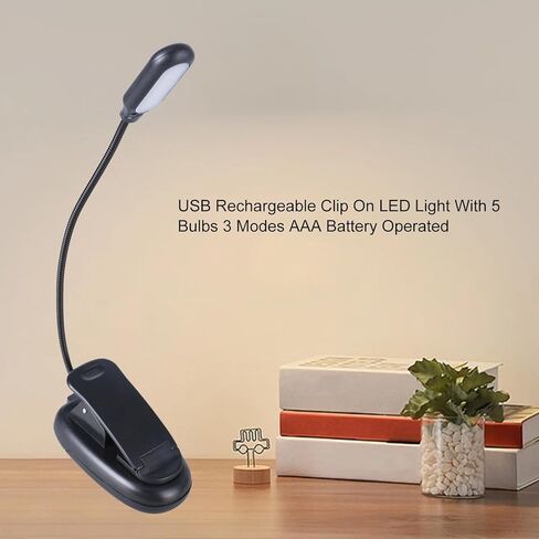 USB LED مصباح مكتبي مشبك على الضوء 3 أوضاع إضاءة 3 سطوع خافت للعناية بالعين كتاب قابل للتعديل للقراءة والدراسة والعمل USB قابل لإعادة الشحن in Kuwait