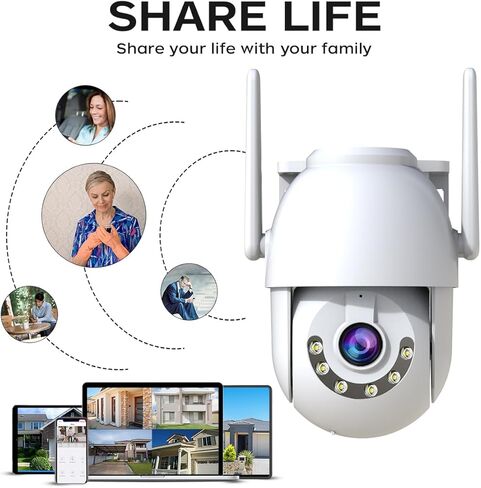 كاميرا أمان WiFi بدقة 3 ميجابكسل، كاميرا أمان PTZ خارجية، كشف الحركة، رؤية ليلية بالألوان الكاملة، بلوتوث، صوت ثنائي الاتجاه، مقاومة للماء IP66، بطاقة TF وتخزين سحابي in Kuwait