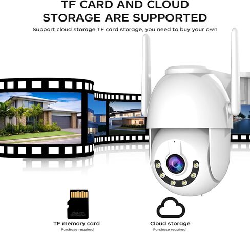 كاميرا أمان WiFi بدقة 3 ميجابكسل، كاميرا أمان PTZ خارجية، كشف الحركة، رؤية ليلية بالألوان الكاملة، بلوتوث، صوت ثنائي الاتجاه، مقاومة للماء IP66، بطاقة TF وتخزين سحابي in Kuwait