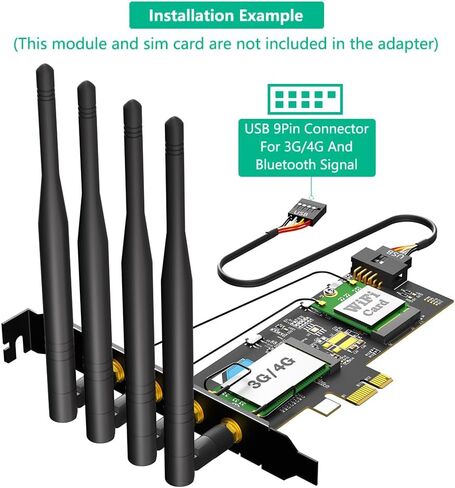 NGFF M.2 Key B ومفتاح A إلى محول PCIe X1 لبطاقة 3G/4G وWiFi in Kuwait