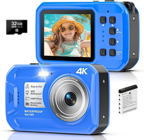 كاميرا 4K تحت الماء، كاميرا رقمية مقاومة للماء بدقة 64 ميجابكسل و16 قدم in Kuwait
