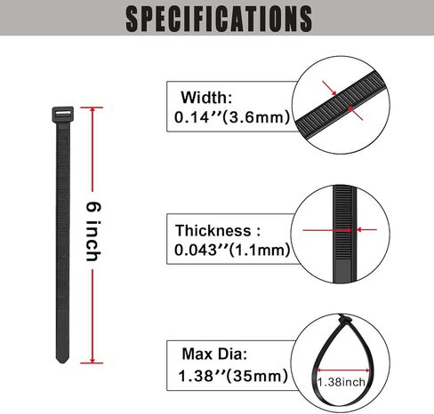 Zip Ties 200 Pack 6 Inch Black Multi-Purpose Self Locking Nylon Cable Ties Cord Management Heavy Duty for Indoor, Outdoor, Home, Garden (6"/200pk -Black) in Kuwait