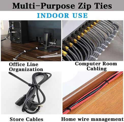 Zip Ties 200 Pack 6 Inch Black Multi-Purpose Self Locking Nylon Cable Ties Cord Management Heavy Duty for Indoor, Outdoor, Home, Garden (6"/200pk -Black) in Kuwait