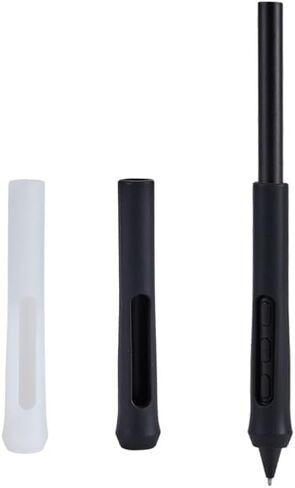 حامل قلم بمقبض من السيليكون متوافق مع قلم Wacom Pro 3 PTK470، PTK670، PTK870، حافظة واقية مريحة لقلم الكمبيوتر اللوحي، ملحقات أقلام ستايلس (أسود) (أبيض) in Kuwait