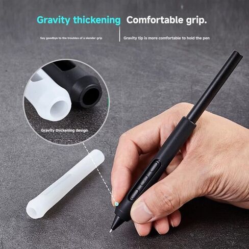حامل قلم بمقبض من السيليكون متوافق مع قلم Wacom Pro 3 PTK470، PTK670، PTK870، حافظة واقية مريحة لقلم الكمبيوتر اللوحي، ملحقات أقلام ستايلس (أسود) (أبيض) in Kuwait