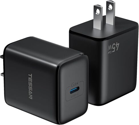 TESSAN 45W GaN USB C Charger Block, Type C Charger Fast Charging Compatible with iPhone 15/16/17 Series, iPad Pro/Air, Samsung Galaxy S24/S25 Series, Google Pixel 8/7 Series, and More (Black, 2 Pack) in Kuwait