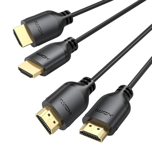 Thin HDMI Cable 6FT 2-Pack, Ultra Slim HDMI Cable Flexible 4K@60Hz High Speed HDMI Cord Support HDR, ARC, 18Gbps, 2K@144Hz, 1080P Compatible with PS4/PS5, HDTV, Monitor, Laptop, Blu-ray Player in Saudi Arabia