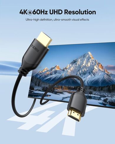Thin HDMI Cable 6FT 2-Pack, Ultra Slim HDMI Cable Flexible 4K@60Hz High Speed HDMI Cord Support HDR, ARC, 18Gbps, 2K@144Hz, 1080P Compatible with PS4/PS5, HDTV, Monitor, Laptop, Blu-ray Player in Saudi Arabia